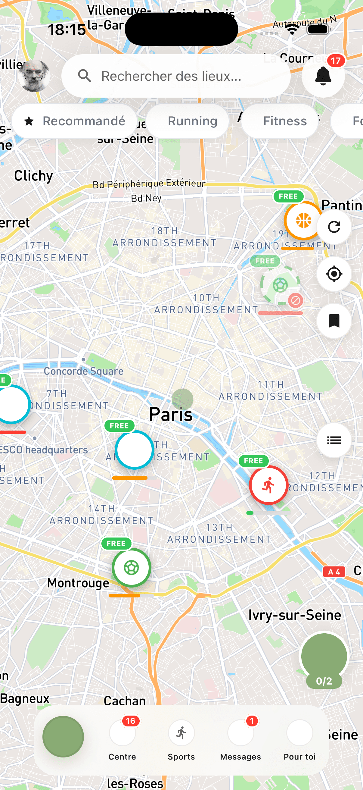 Tribbr — pins de la carte